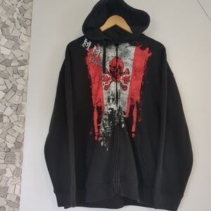 MMA Elite Hoodie Mens XL Black Red Graphic Rare Canada Skull Streetwear Metal